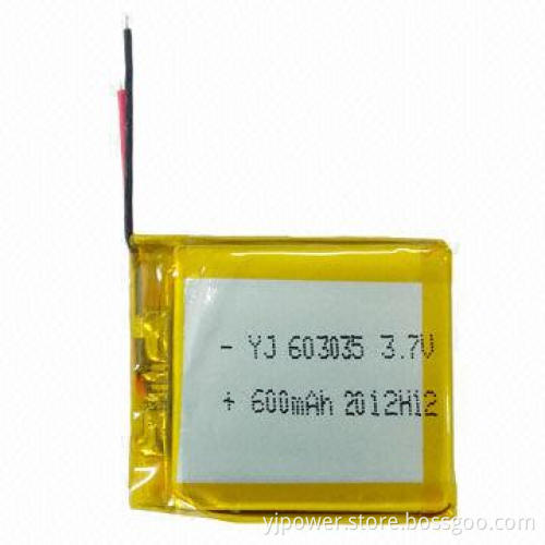 Li Polymer Battery with 600mAh/3.7V Inputs